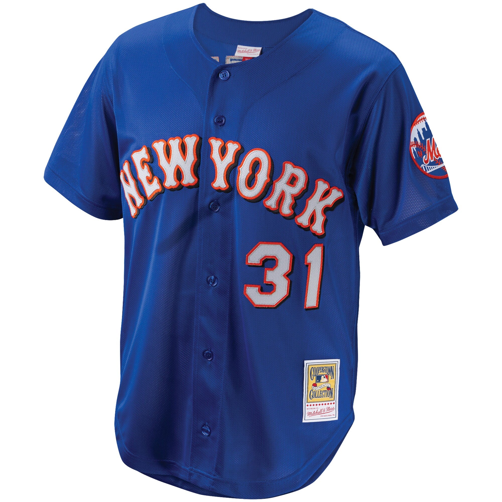 New York Mets Mike Piazza #31 Mitchell & Ness Royal Cooperstown Collection  Front Button Jersey