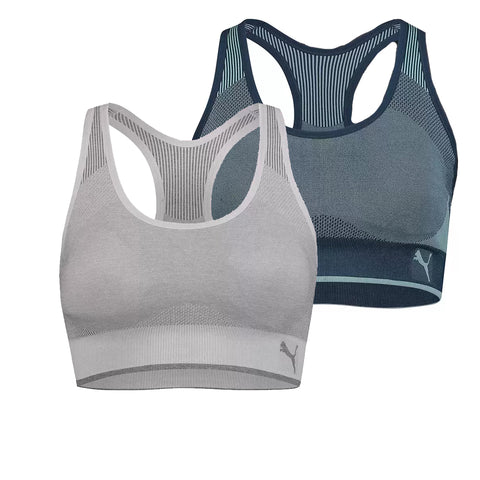 Puma Women's Seamless Active Performance Support Sports Bra 2 Pack