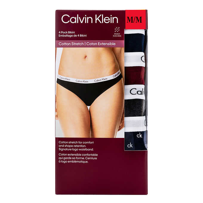 Calvin Klein women's underwear, Cotton Stretch Bikini- 4 Pack (1 blue, –  