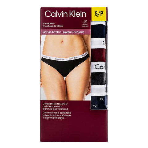 Calvin Klein women's underwear, Cotton Stretch Bikini- 4 Pack (1 blue, –  