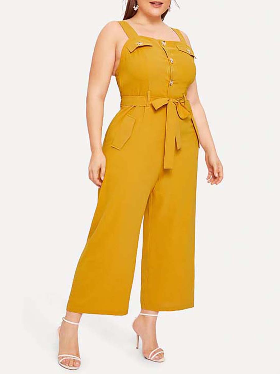 yellow plus size jumpsuit