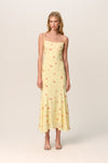 Floral Print Open-Back Flowy Polyester Maxi Dress