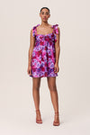Fitted Floral Print Short Dress With a Bow(s)