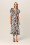 Wrap Striped Print Midi Dress