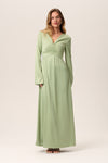 V-neck Mermaid Ruched Fitted Asymmetric Maxi Dress