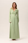 V-neck Mermaid Ruched Asymmetric Fitted Maxi Dress