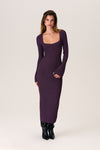 Floor Length Slit Ribbed Stretchy Midi Dress