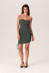 Tall Above the Knee Bandeau Neck Asymmetric Dress