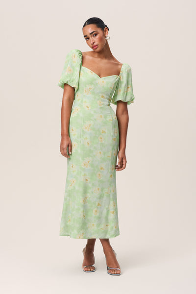 Slit Floral Print Maxi Dress