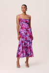 Flowy Open-Back Floral Print Midi Dress
