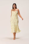 Polyester Floral Print Open-Back Flowy Maxi Dress