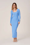 Floor Length Ribbed Stretchy Slit Midi Dress