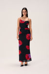 Polyester Slit Open-Back Floral Print Slip Dress/Maxi Dress