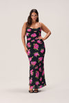 Polyester Floral Print Open-Back Slit Slip Dress/Maxi Dress