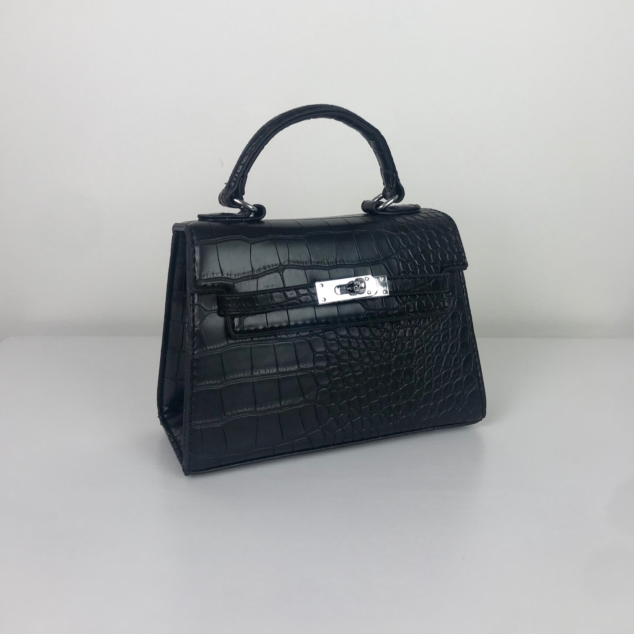 black mini croc bag