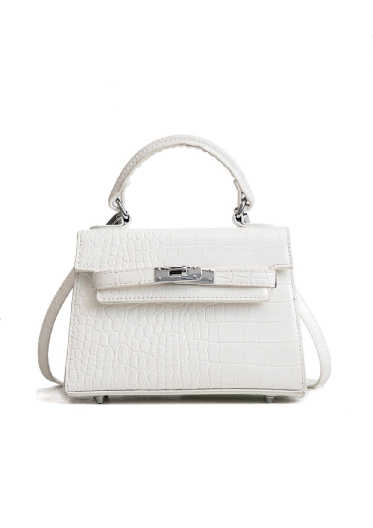 white mini croc bag