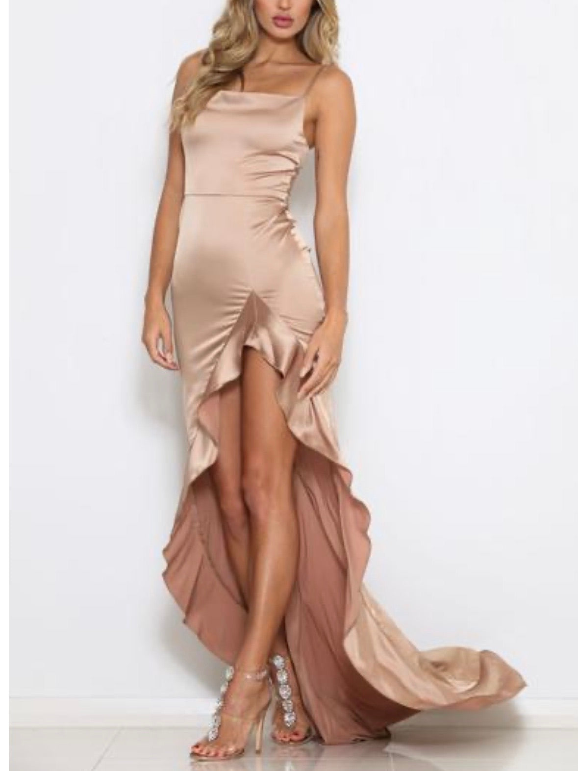 silk dress champagne