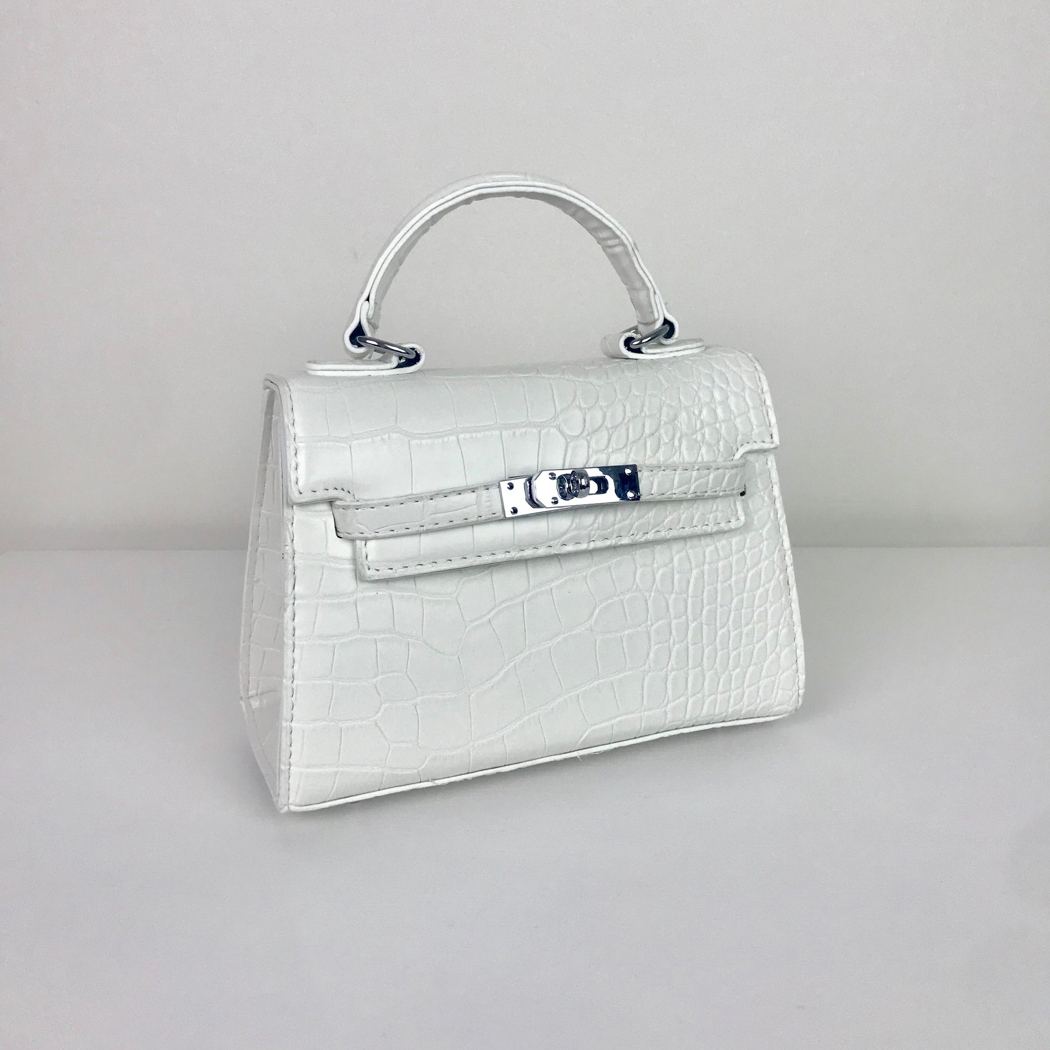 white mini croc bag