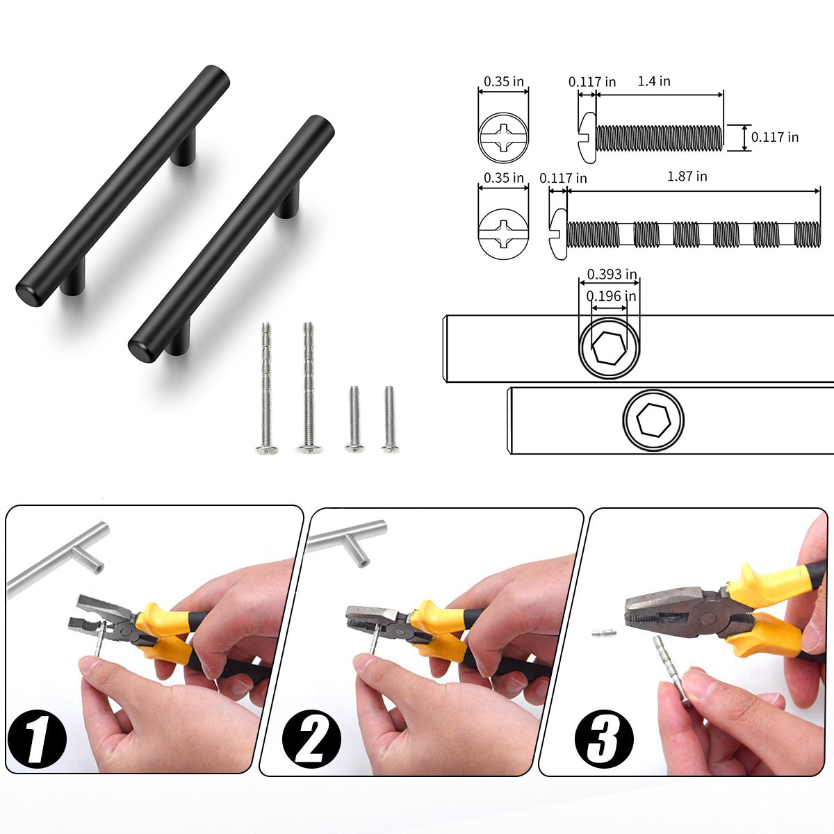 modern black cabinet pulls 3 inch