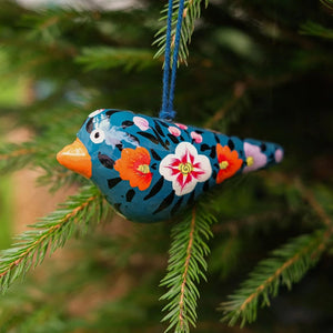 Teal Bird Bauble Ornament - Kei & Molly Textiles, LLC