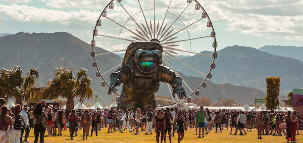 coachella 2023 installation with crowds of people walking around