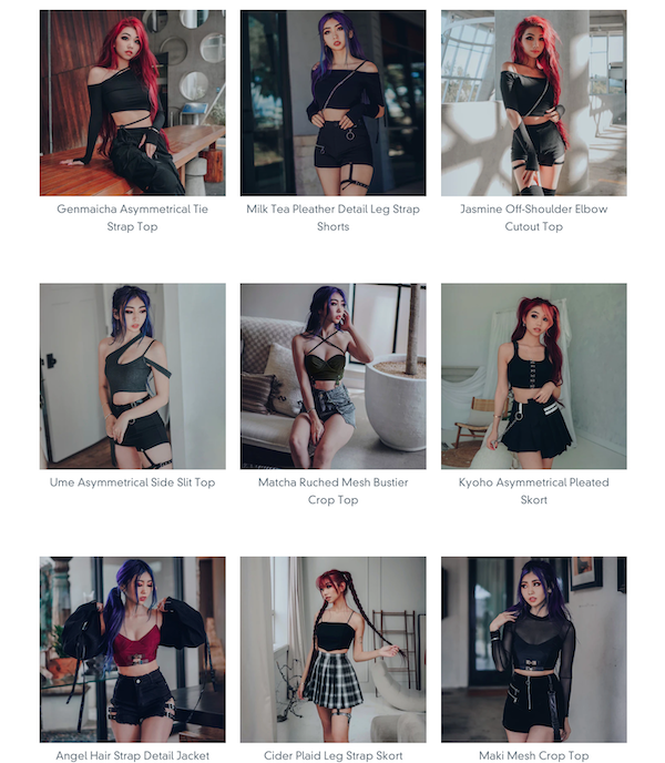 screenshot of lychee the label collection on their product page