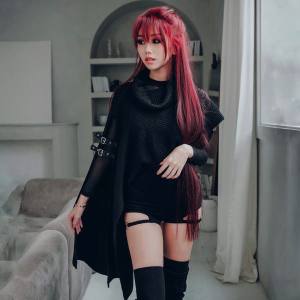 dorayaki shawl on red hair model