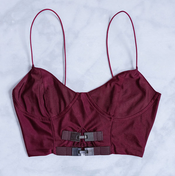 shiso wine bustier flat lay close up 