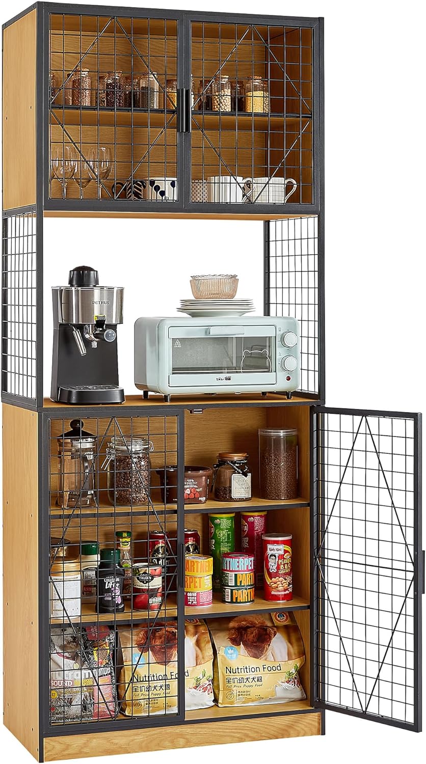 VECELO Kitchen Storage Shelf Brown 4-Shelf Metal Frame 15.74 in. W W  Baker's Rack With Power Outlets & Mug Cup Hooks KHD-SBR02-BRN - The Home  Depot