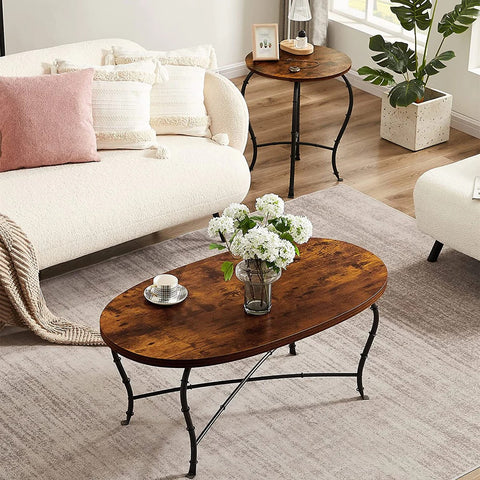 a coffee table holds all your necessities close to the couch