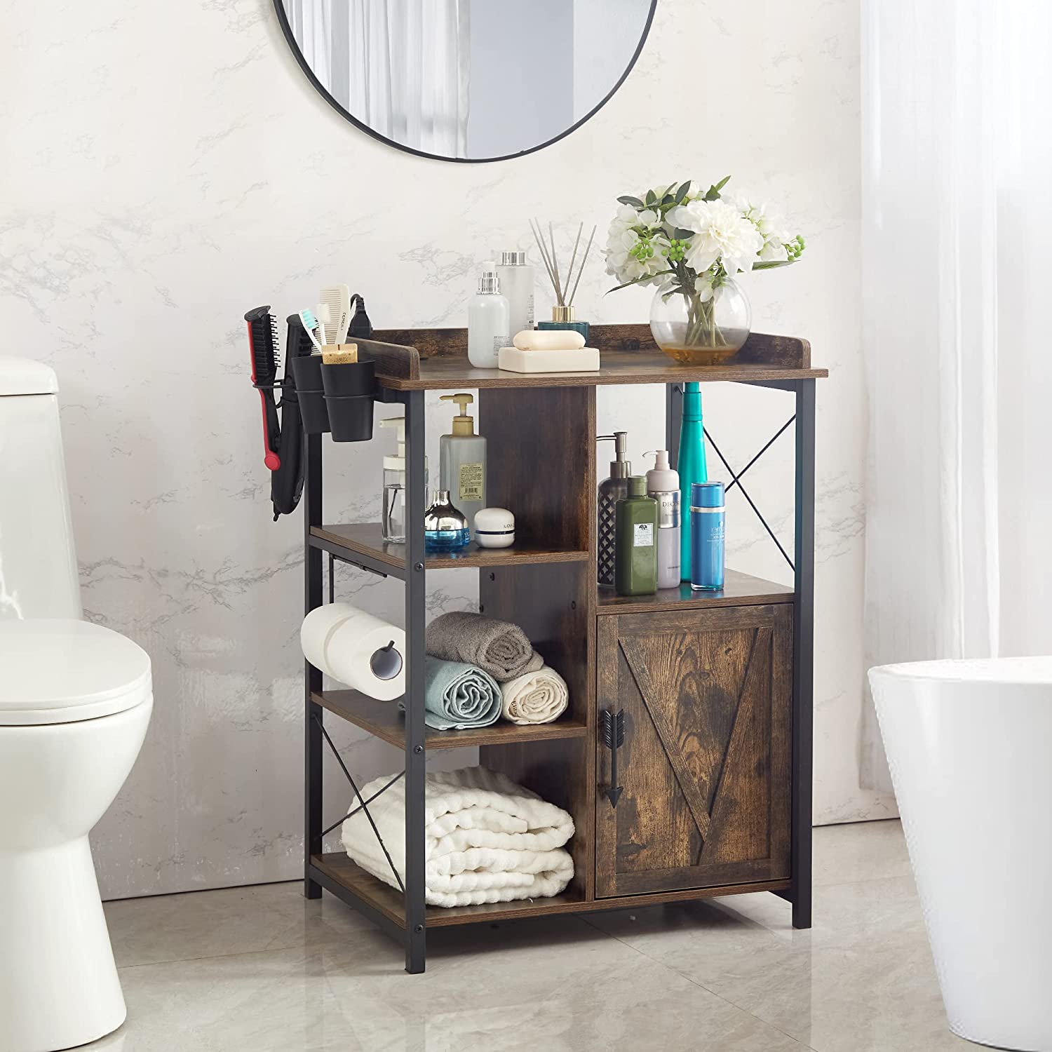 VECELO Over The Toilet Storage Rack/Freestanding Bathroom Organizer wi