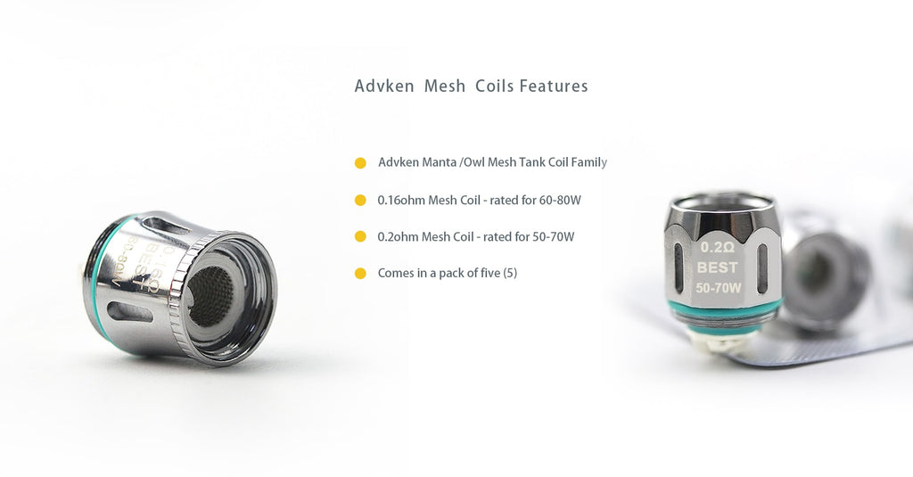 Advken Replacement 0.16ohm / 0.2ohm Mesh Coil Head Features