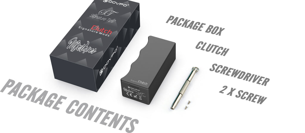 Dovpo x Signature Tips x Mike Vapes Clutch 21700 Mech Mod Package Contents