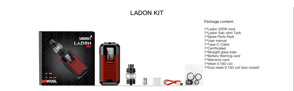 Smoant Ladon 225W AIO Kit 6ml Package Content