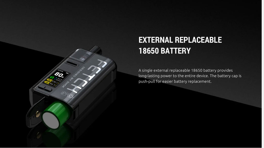 External Replaceable 18650 Battery