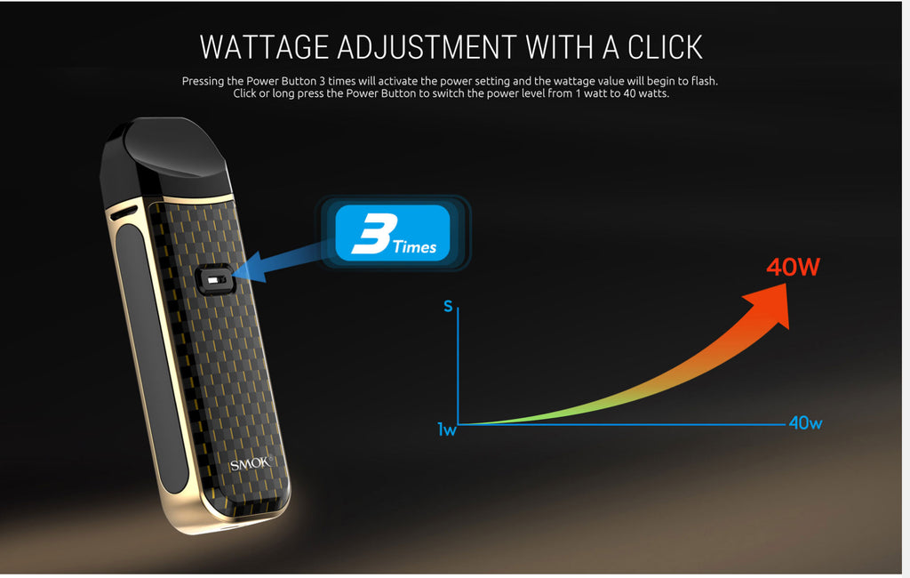 Smok Nord 2 Pod system Starter Kit Wattage Adjustment with a Click