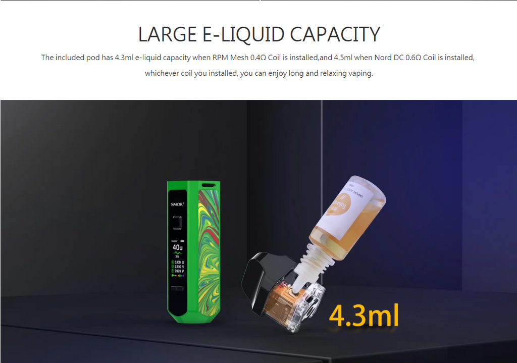 Smok RPM 40 Replacement Empty Pod Cartridge Large E-liquid Capacity