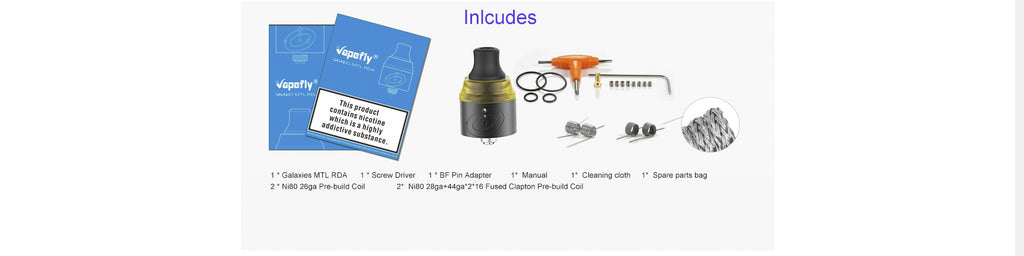 Vapefly Galaxies MTL RDA 22mm Package Includes