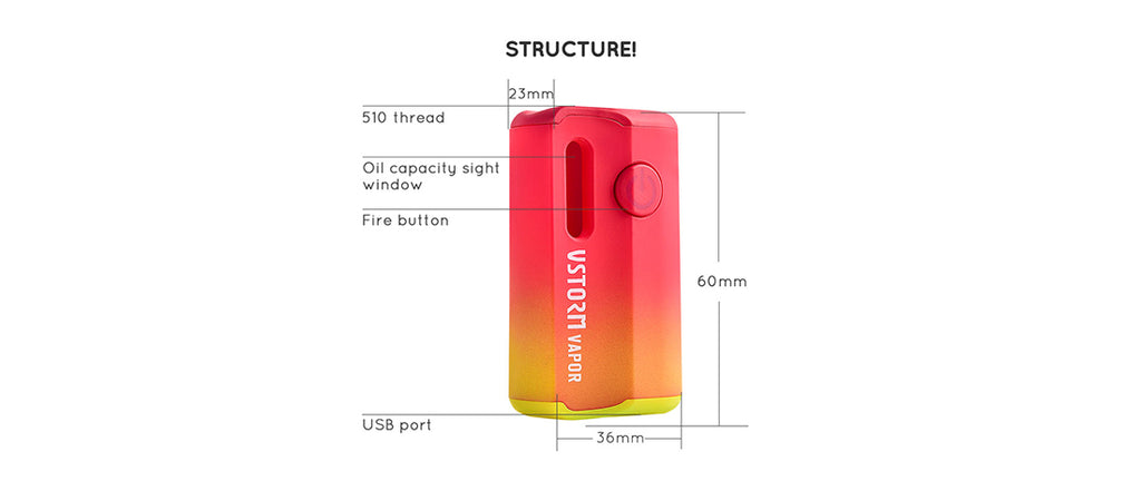 Vapor Storm M1 800mAh VV Box Mod Structure