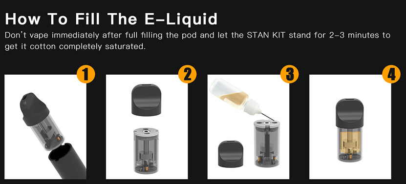 WELLON STAN Vape Pod System Starter Kit Fill ijk Steps