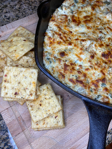 Easy Cheesy Spinach Artichoke Dip and Avocado Crack CRACKers