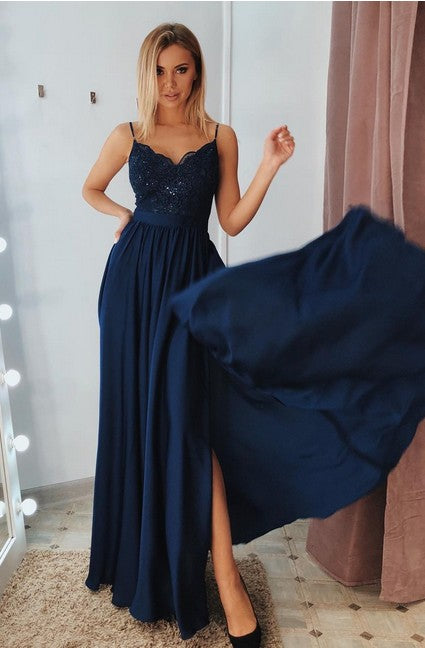 Navy Prom Dress 2020, Pageant Dress, Evening Dress, Dance Dresses, Gra ...