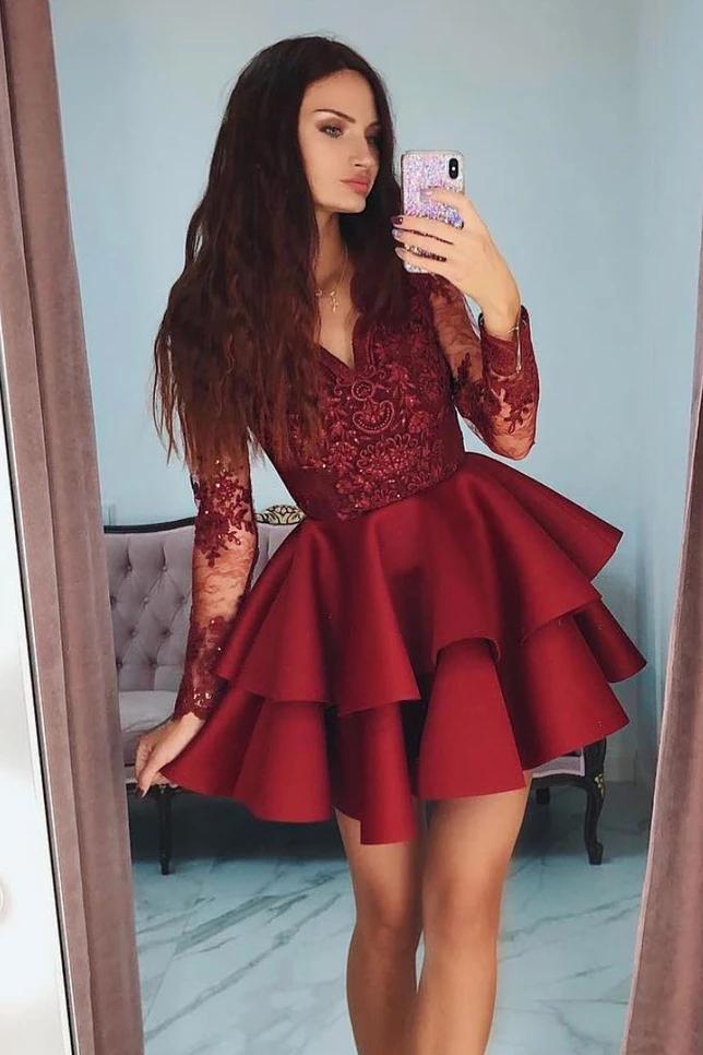 Homecoming Dress Long Sleeves, Short Prom Dress ,Dresses For Graduatio ...