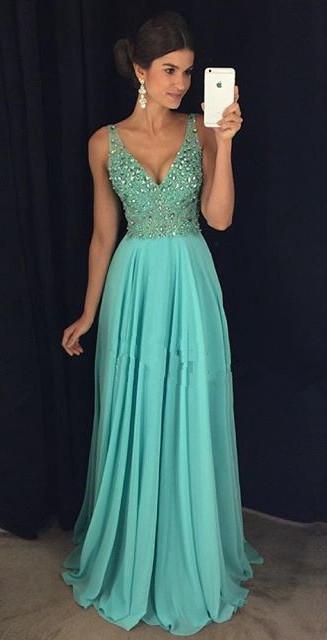 Light Blue Prom Dress For Teens, Evening Gown, Graduation School