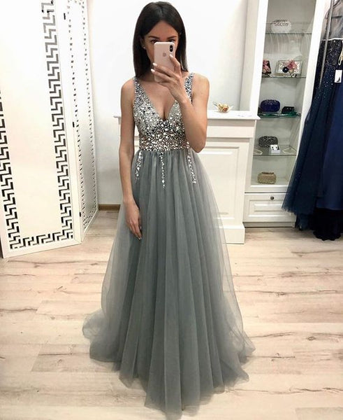 long dress silver grey