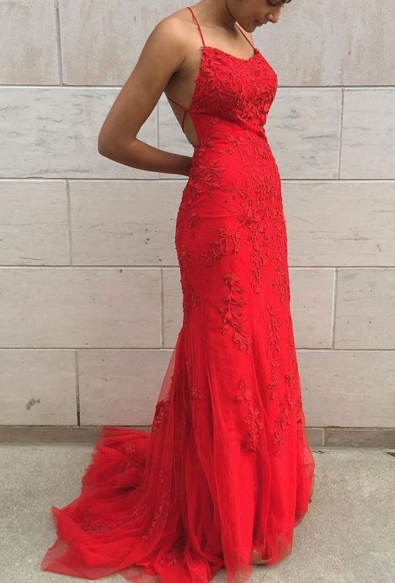 Mermaid Tulle Long Prom Dresses with Appliques and Beading,Formal Dres ...