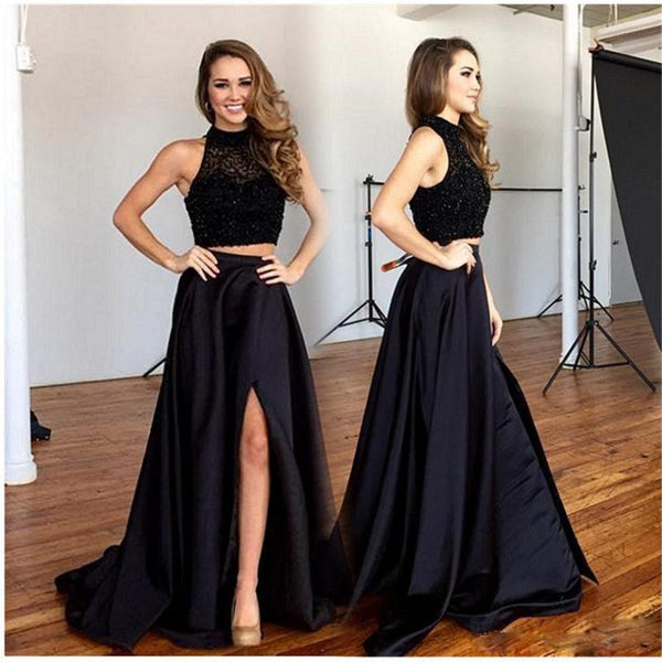 two piece black formal dress