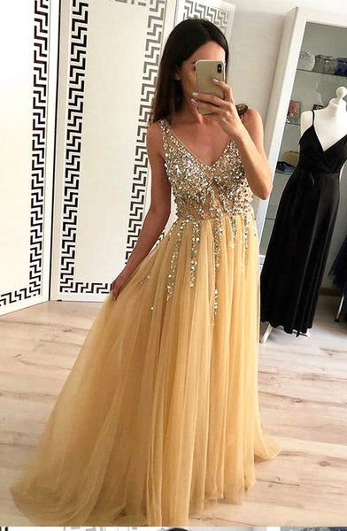 gold and blue prom dress