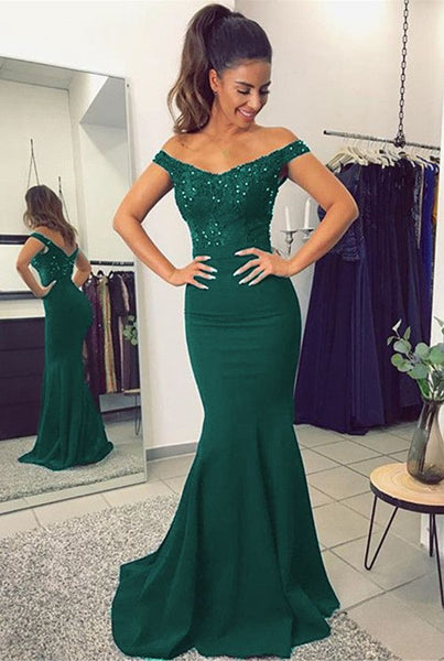 green mermaid prom dresses