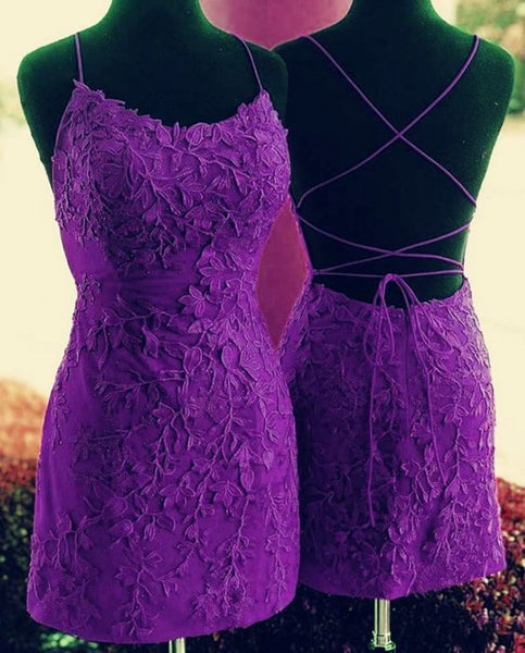 Purple Lace Hoco Dress Homecoming Dresses Short Prom Dress Formal O Dressestailor 